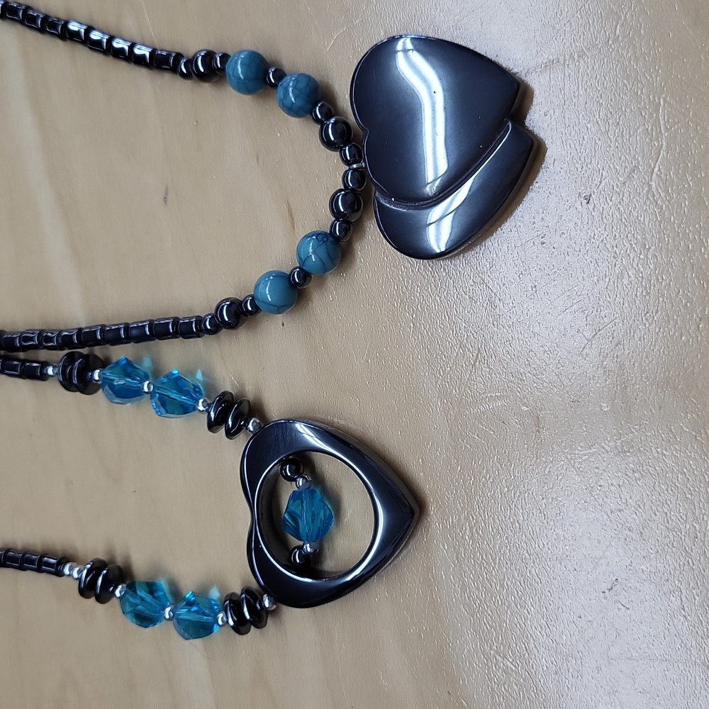 Hematite heart necklaces